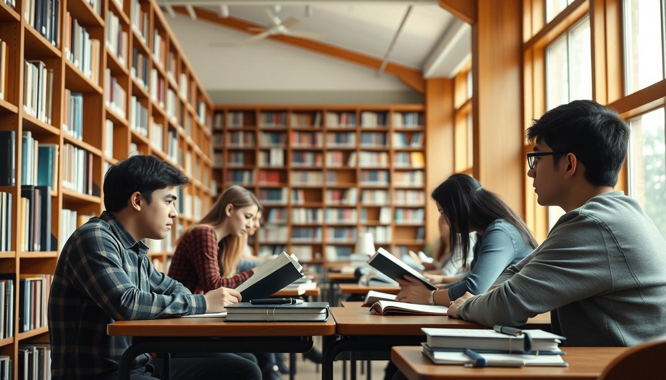 Student using learning strategies while studying